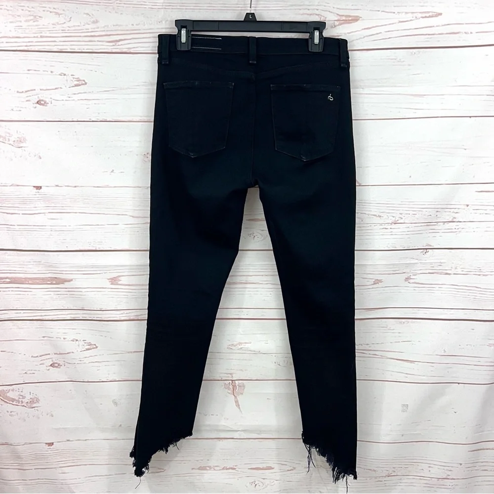Rag & Bone Black High Rise Capri Black Wash Hampton Raw Step Hem Crop Jeans